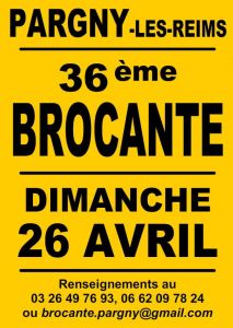 Affiche de la brocante de Pargny les Reims 2020.