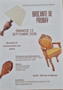 Dimanche 13 septembre 2026, brocante de prunay